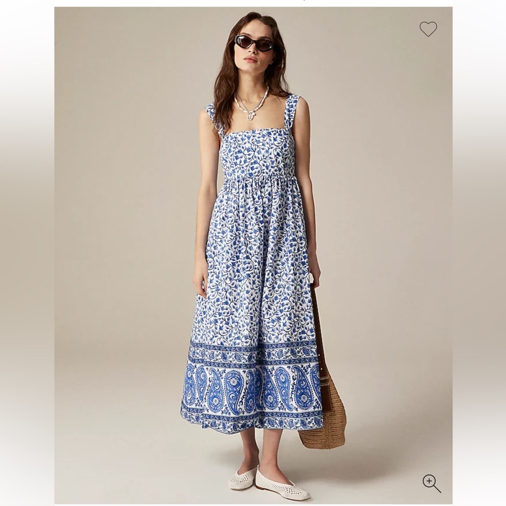 JCrew squareneck midi dress in bandana block print size 10Tall NWT